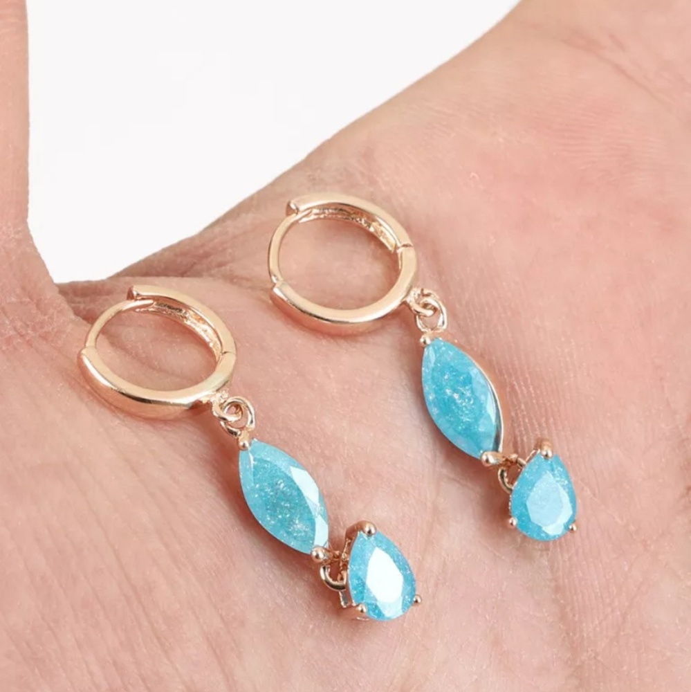 Aquamarine & gold earring & necklace SET - Picture 4 of 6